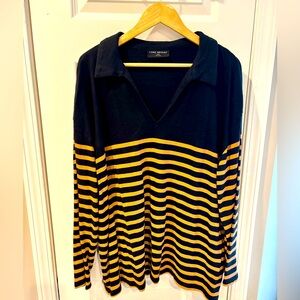 Lane Bryant Striped Relaxed Long Sleeve Drop Shoulder Sweater.